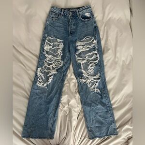 Garage, High Waisted, Size 1 Distressed, Ripped Flared Jeans